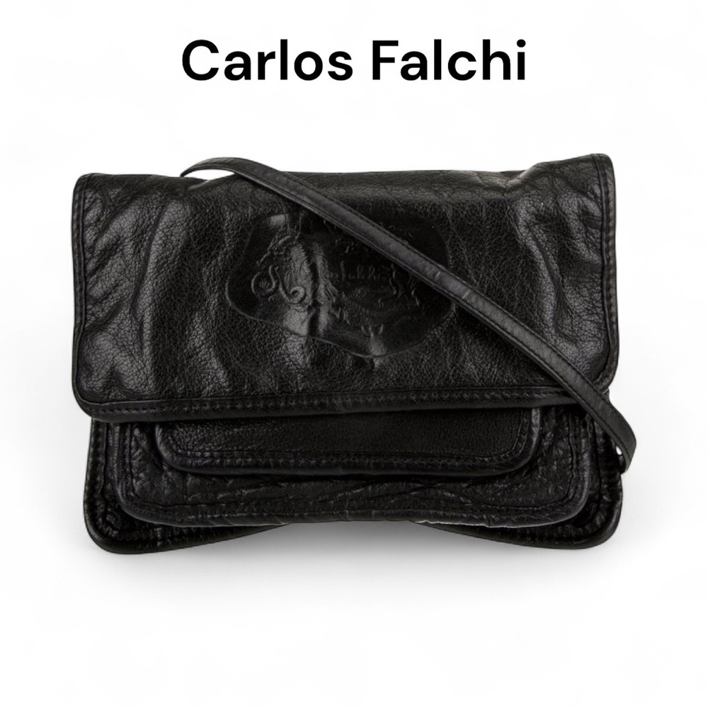 🇮🇹 CARLOS FALCHI ITALIAN LEATHER CROSSBODY BAG MADE IN ITALY